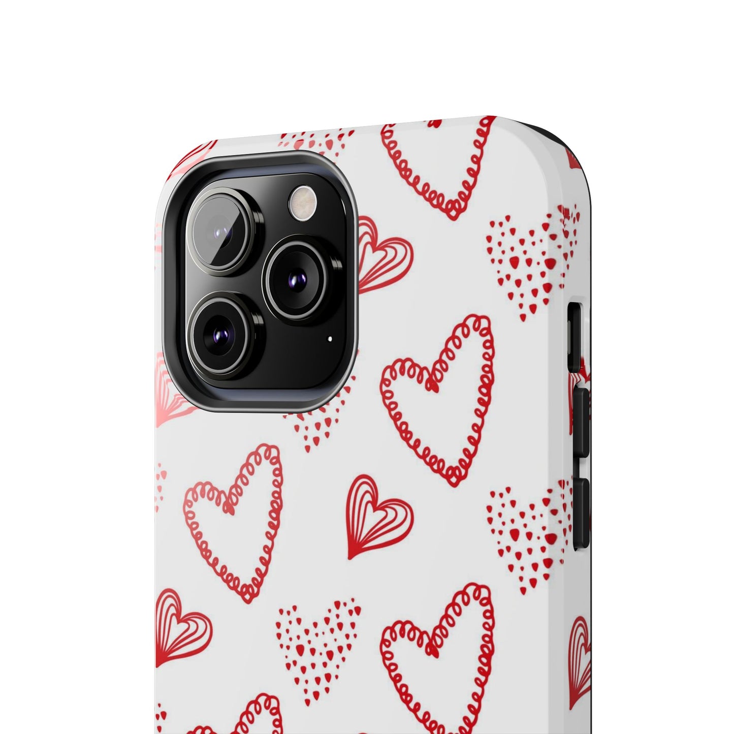 Cute hand drawn Valentine's hearts seamless pattern. Tough Phone Cases