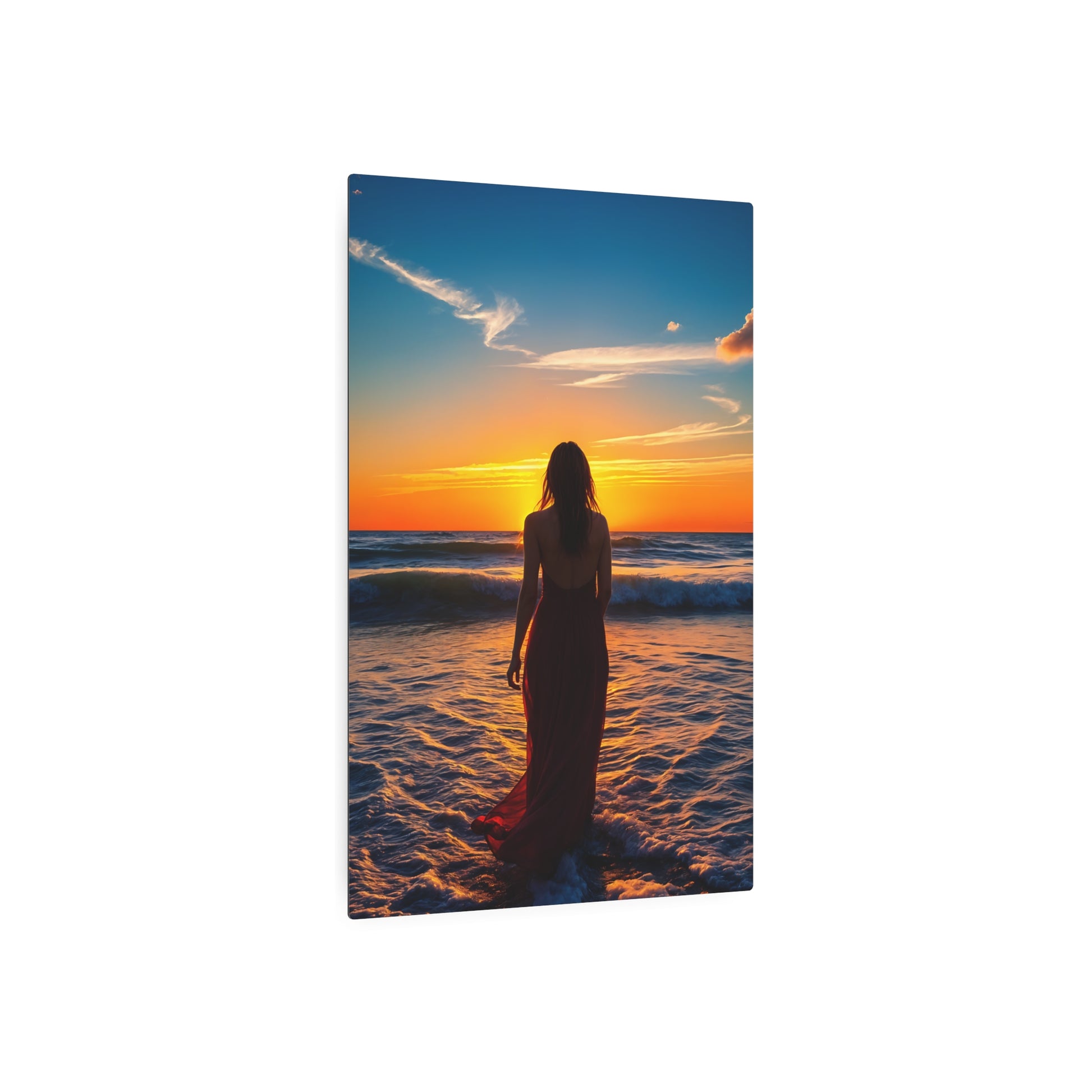 Stunning Sunset Beach Photography: Reflecting Beauty and Serenity Metal Art Sign