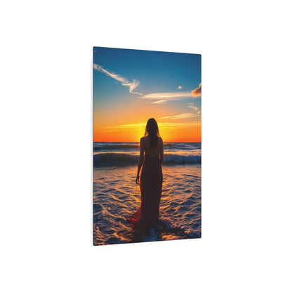 Stunning Sunset Beach Photography: Reflecting Beauty and Serenity Metal Art Sign