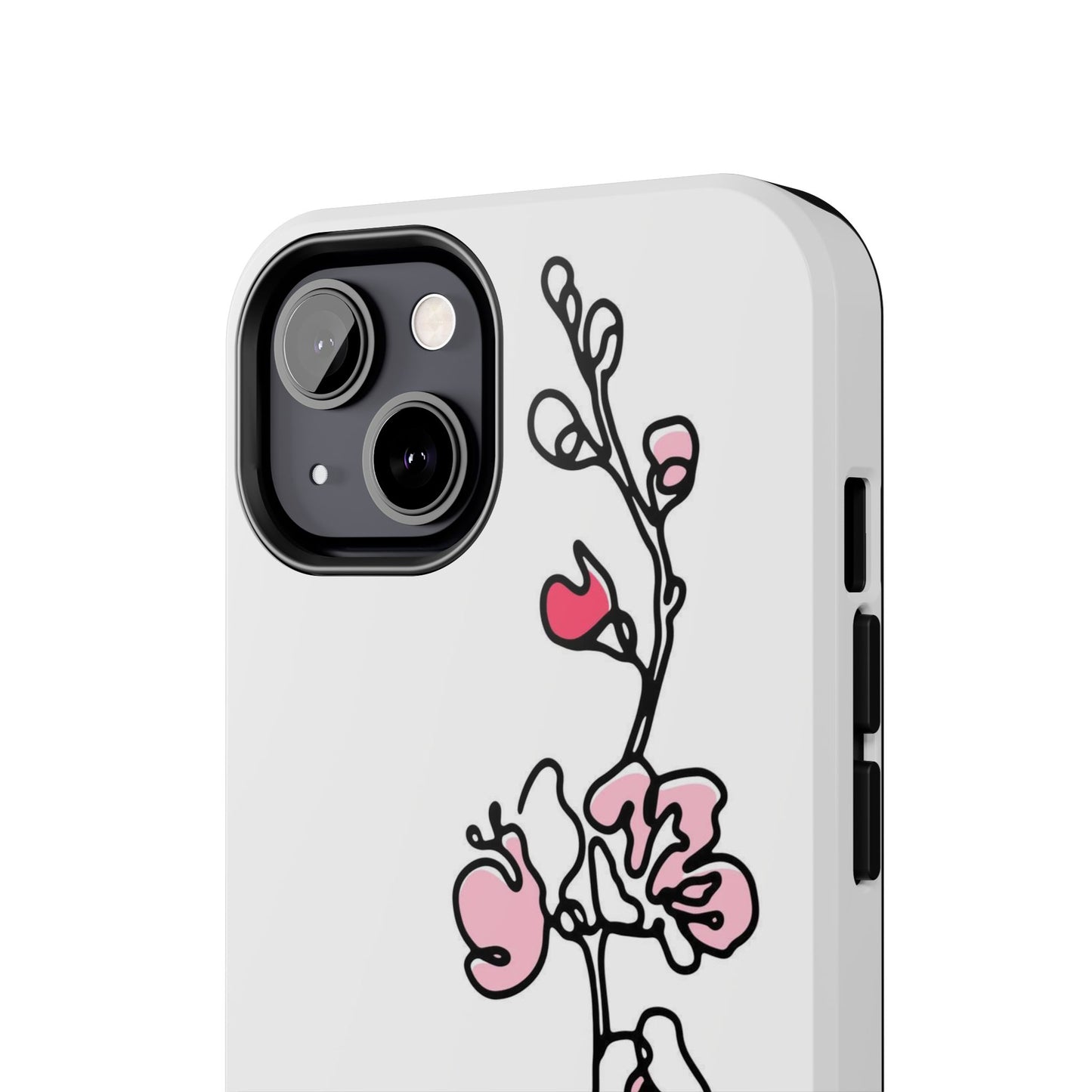 Cherry blossom single line art with abstract pink Tough Phone Cases