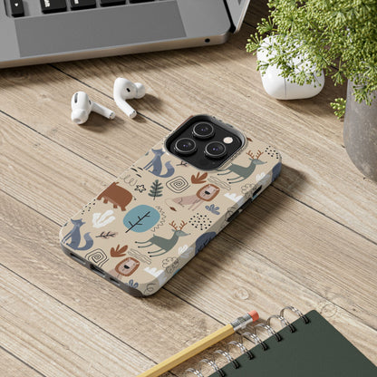 seamless pattern with cute animal Tough Phone Cases