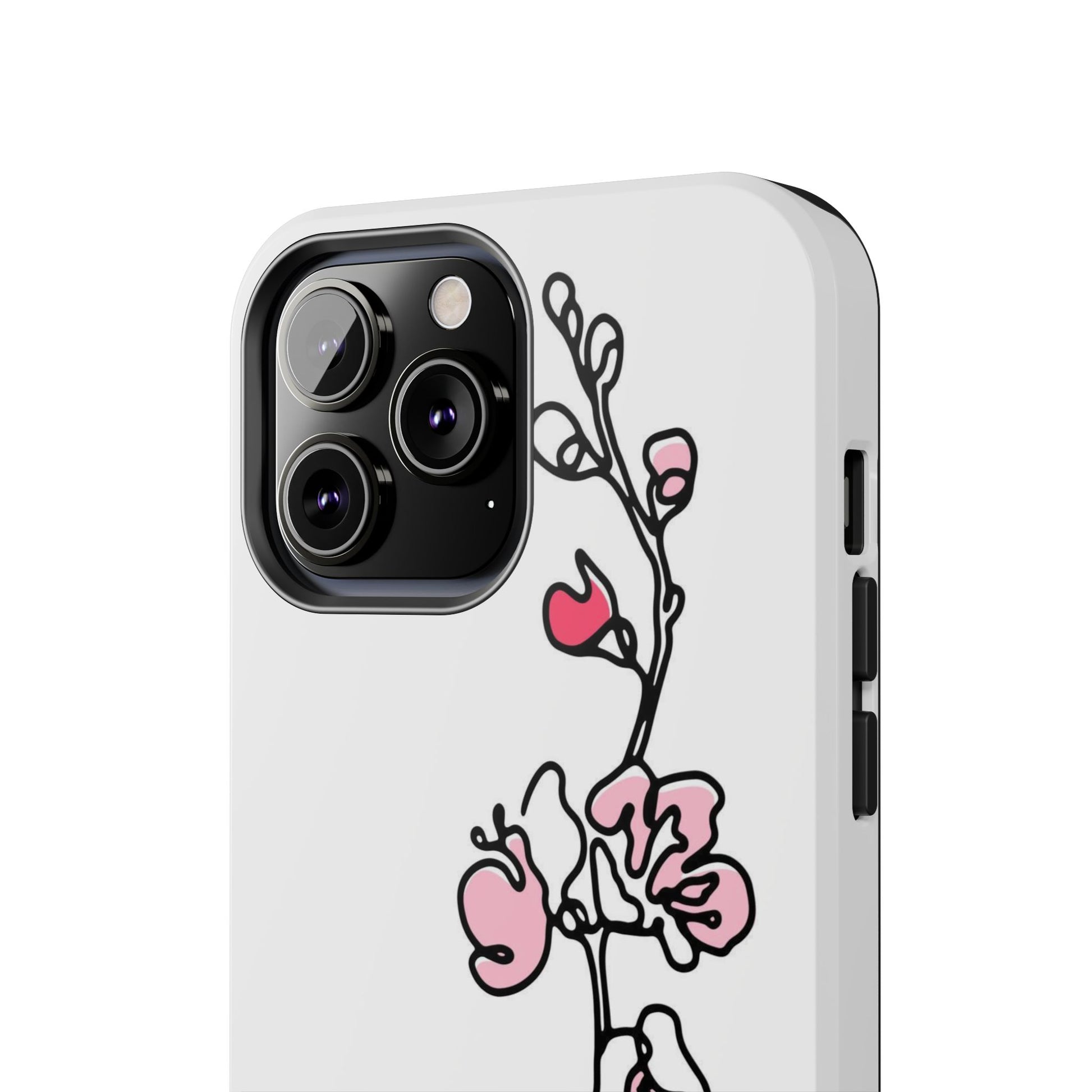 Cherry blossom single line art with abstract pink Tough Phone Cases