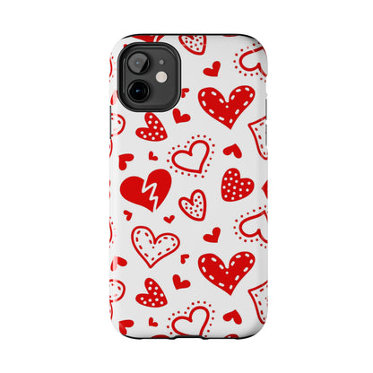 Seamless pattern of red hearts Tough Phone Cases