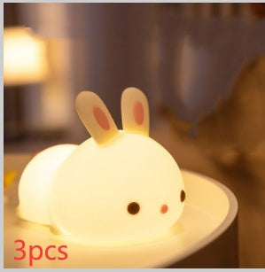 New Year'S Gift Rabbit Silicone Lamp Pat Feeding Creative Night Light Children'S Toys Basic model 3PCS