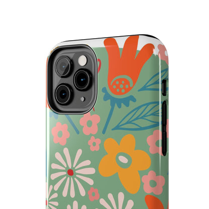 flowers in trendy retro Tough Phone Cases