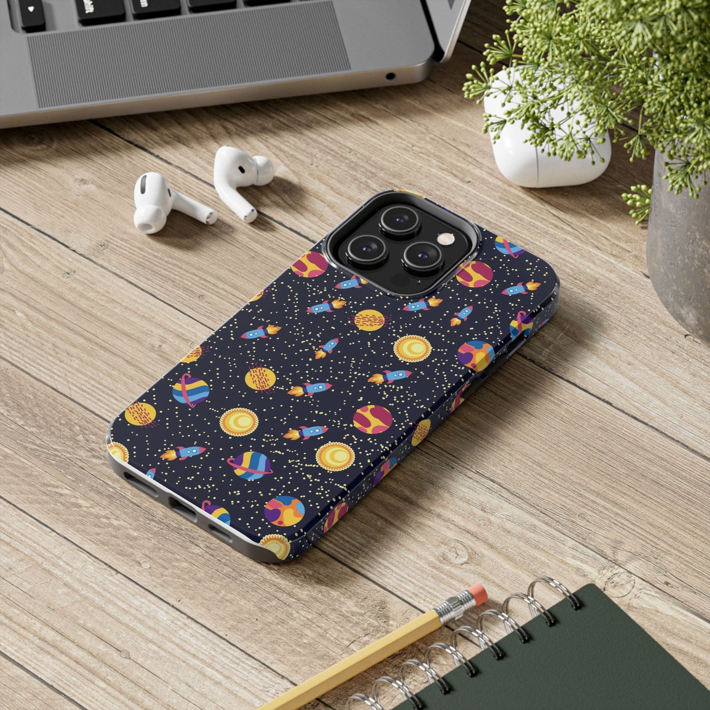 Seamless space pattern. Planets, rockets Tough Phone Cases