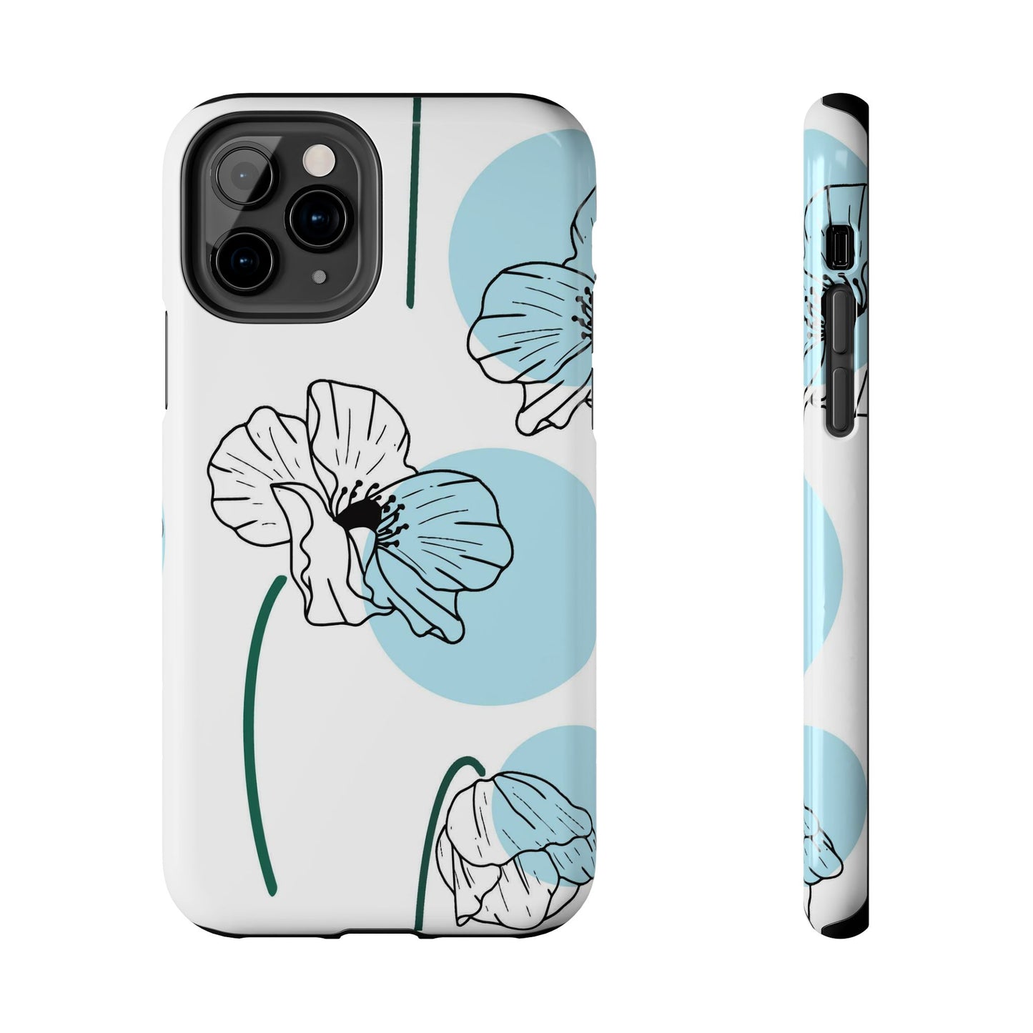 Hand drawn Blue Flower abstract Tough Phone Cases iPhone 11 Pro