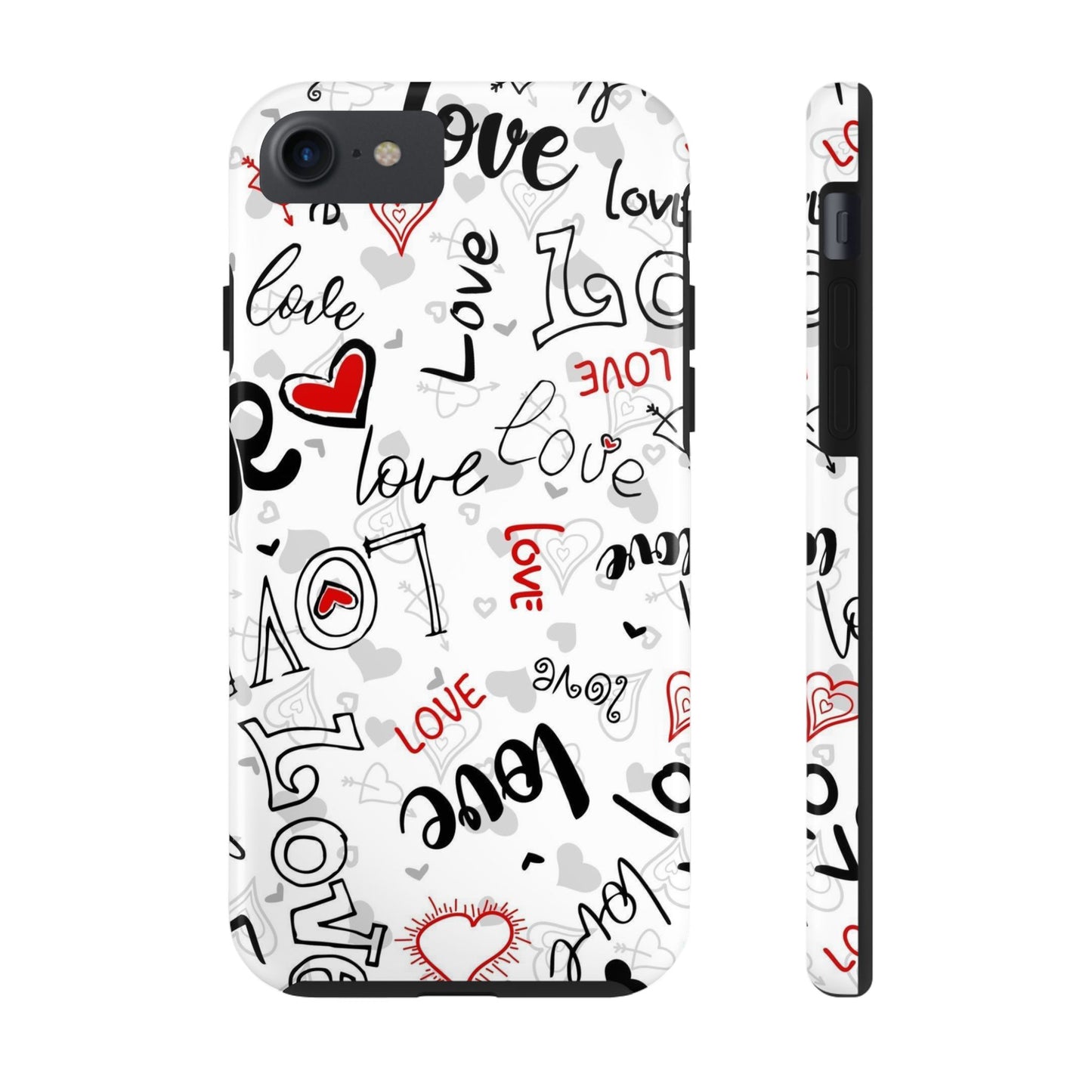 hearts with the words love Tough Phone Cases iPhone 7, iPhone 8, iPhone SE