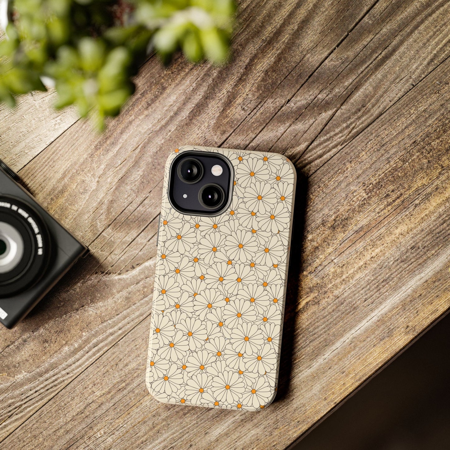 Seamless groovy daisy pattern Tough Phone Cases