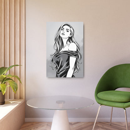 Chic Elegance: Vintage-Inspired Metal Sign Print of a Classy Woman