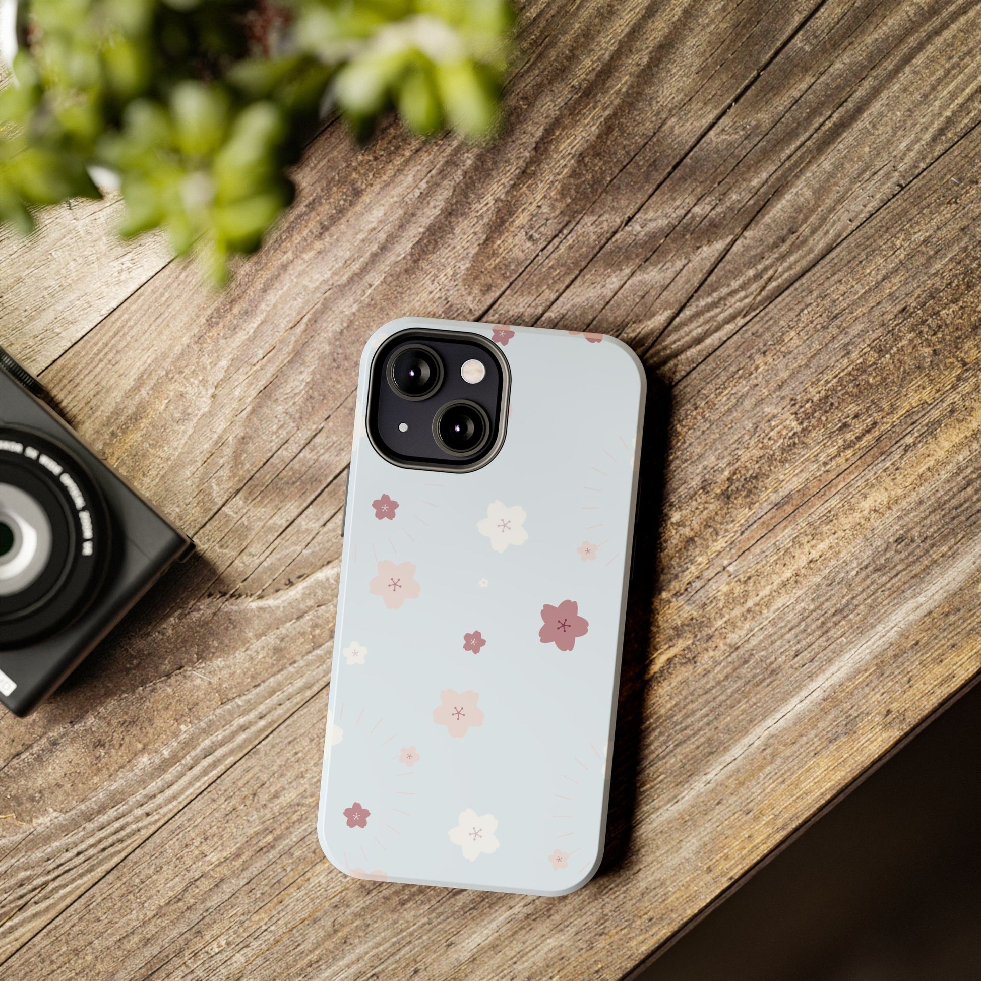 seamless cute lovely pink and white cherry blossom Tough Phone Cases