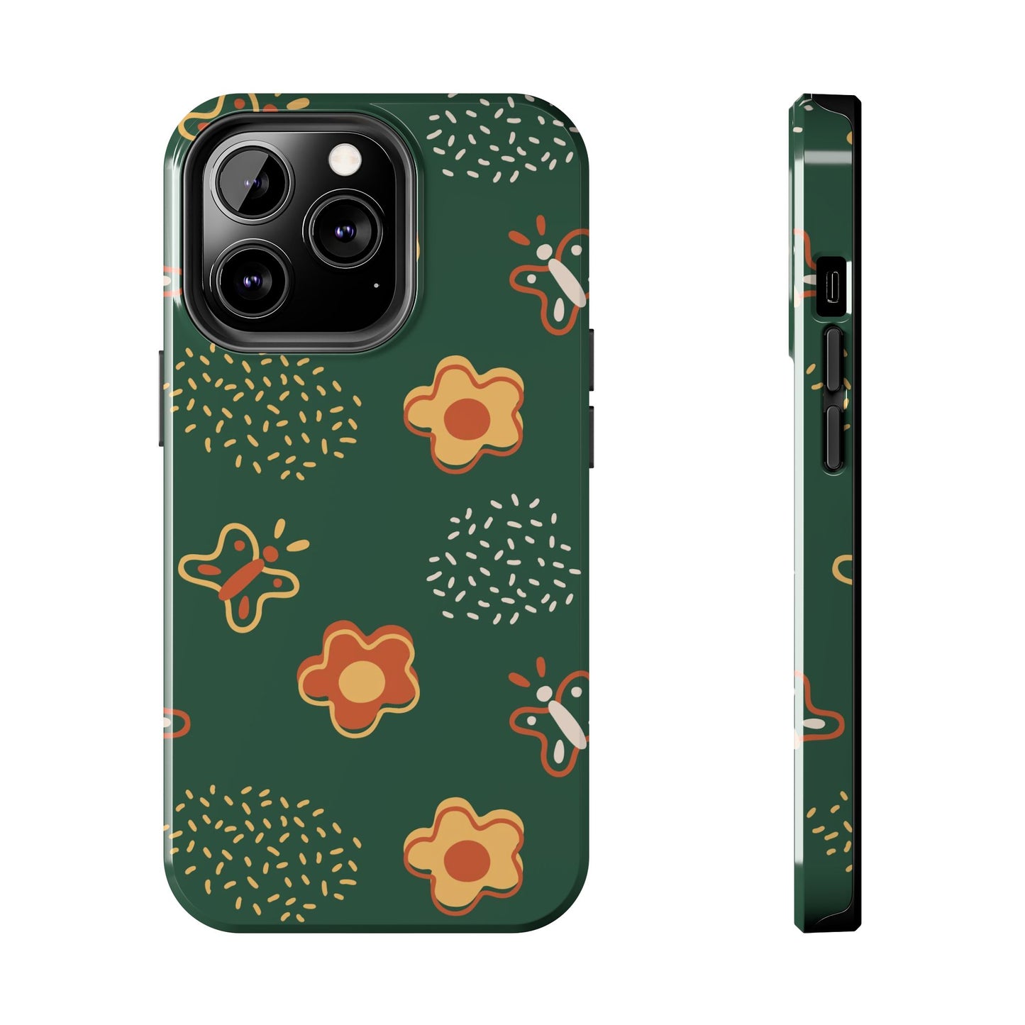 Seamless pattern with flowers and butterflies Tough Phone Cases iPhone 13 Pro