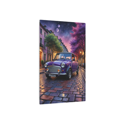 Purple Dream Under a Starlit Parisian Sky Metal Art Sign