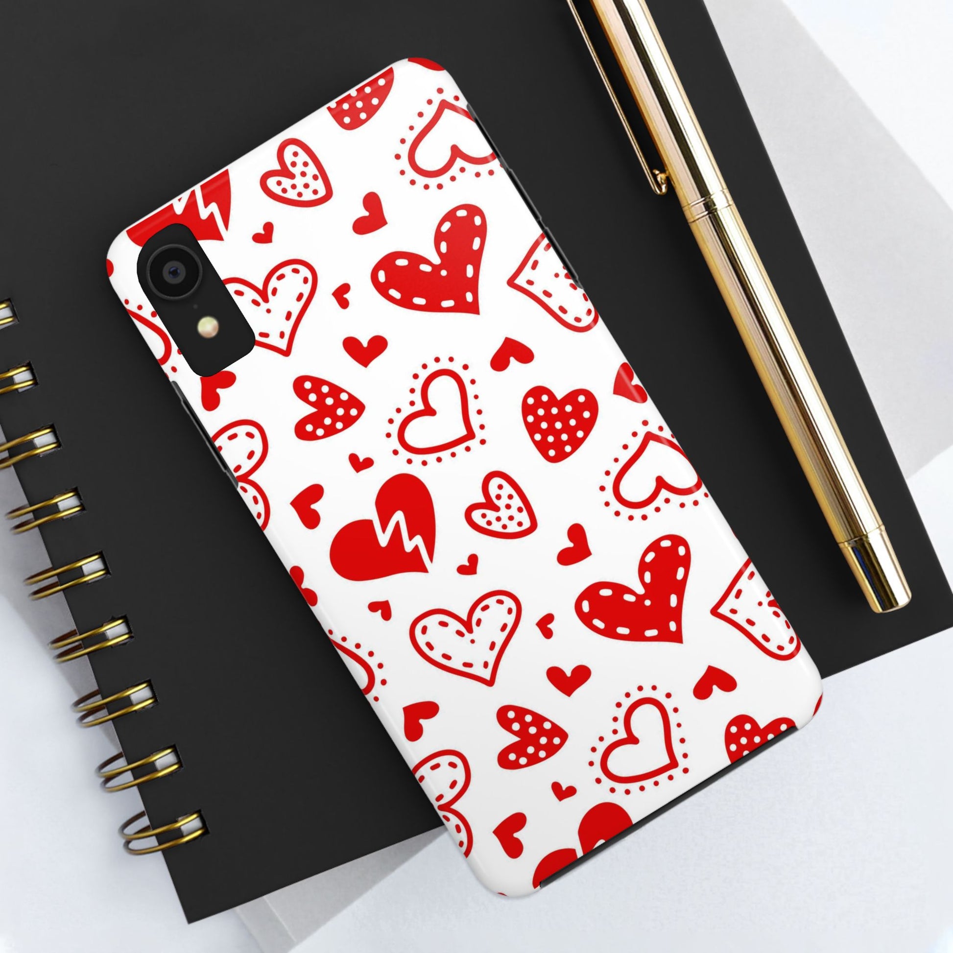 Seamless pattern of red hearts Tough Phone Cases