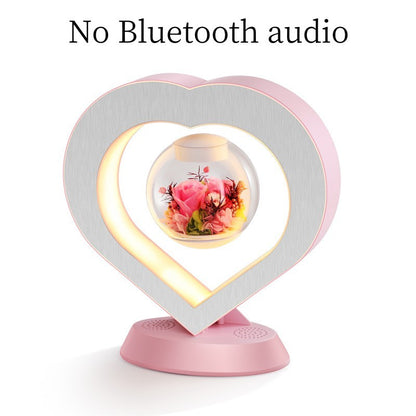 Valentines Day Gift Heart Floating Table LED Night Light Magnetic Levitation Creatives Lamp Desk Lamp Home Decor Pink Rose US No Bluetooth audio