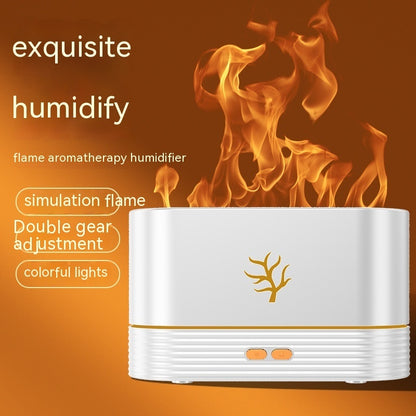 Flame Humidifier USB Smart Timing LED Electric Aroma Diffuser Simulation Fire Night Lamp Home Decor White