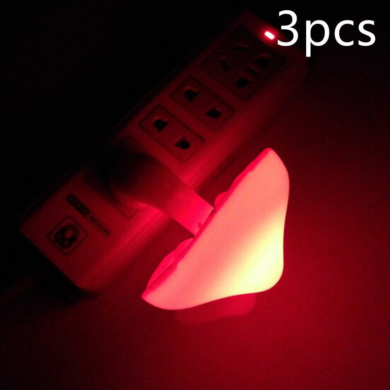 LED Night Light Mushroom Wall Socket Lamp EU US Plug Warm White Light-control Sensor Bedroom Light Home Decoration Mushroom US Red 3pcs