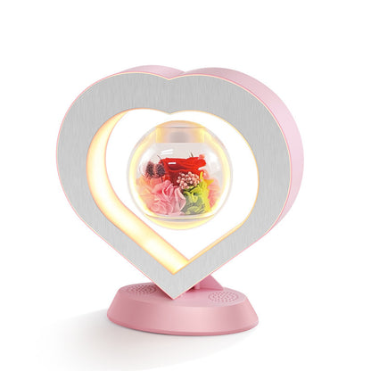 Valentines Day Gift Heart Floating Table LED Night Light Magnetic Levitation Creatives Lamp Desk Lamp Home Decor Red rose US With Bluetooth audio