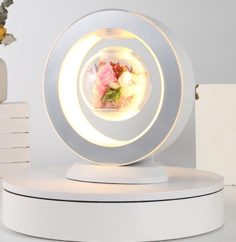 Valentines Day Gift Heart Floating Table LED Night Light Magnetic Levitation Creatives Lamp Desk Lamp Home Decor Pink Rose round bottom US No Bluetooth audio