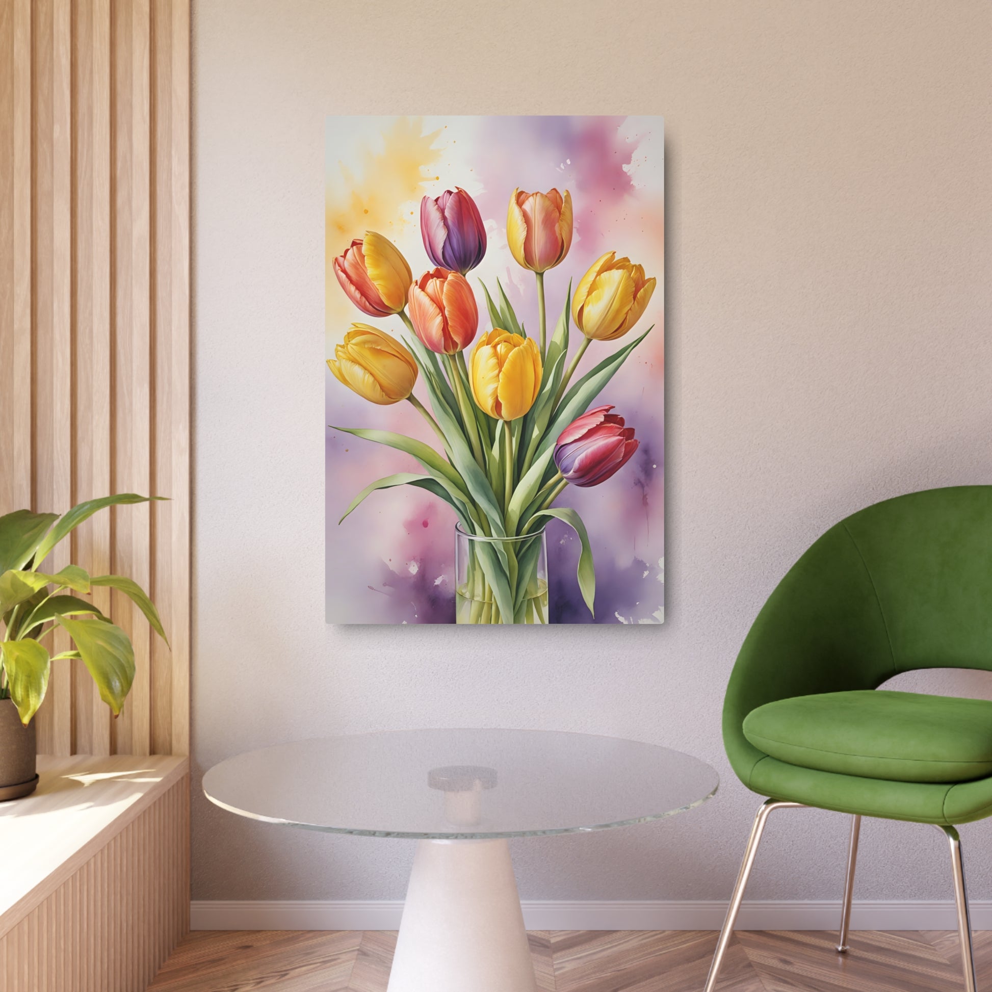 Vibrant Bloom: A Symphony of Tulips Metal Art Sign