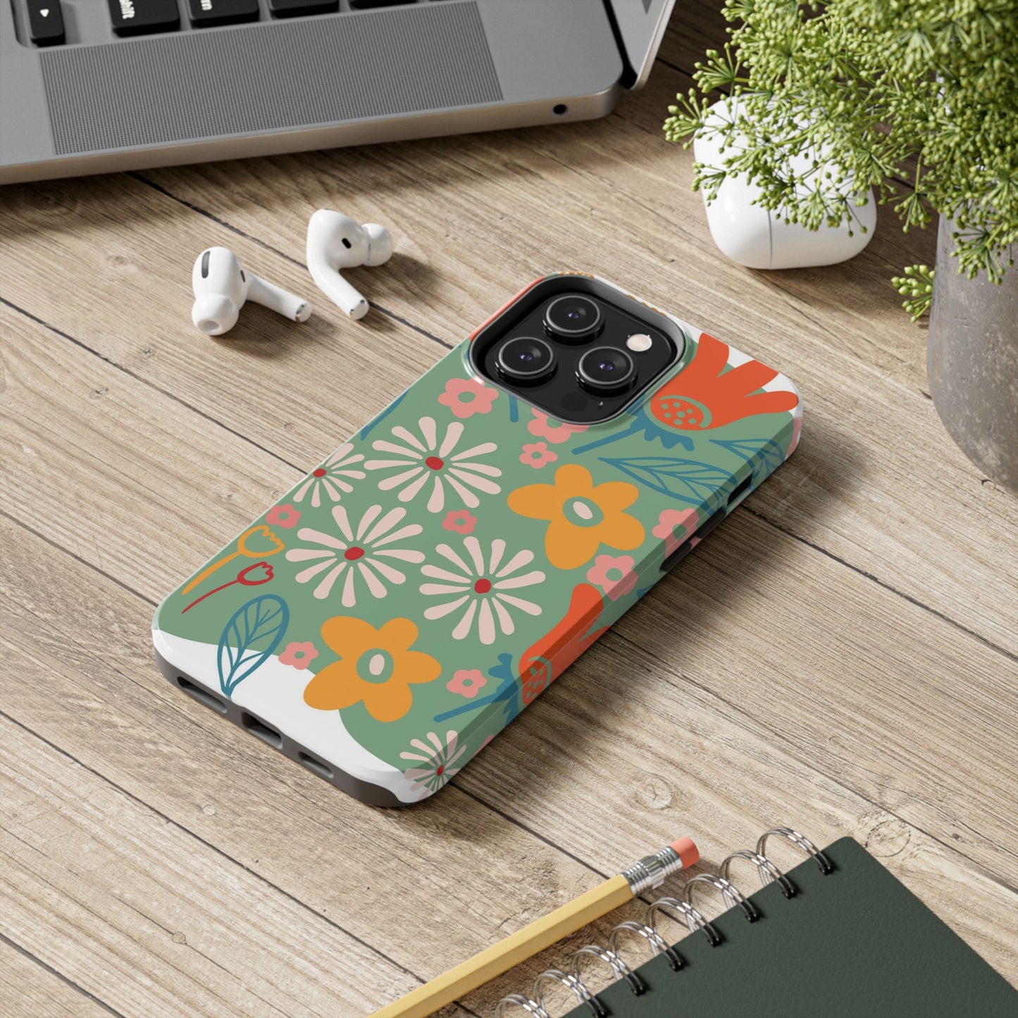 flowers in trendy retro Tough Phone Cases