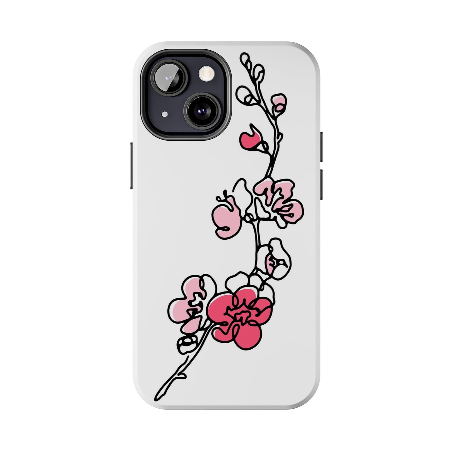 Cherry blossom single line art with abstract pink Tough Phone Cases