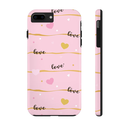 Abstract seamless pattern of heart, wording love, Tough Phone Cases iPhone 7 Plus, iPhone 8 Plus