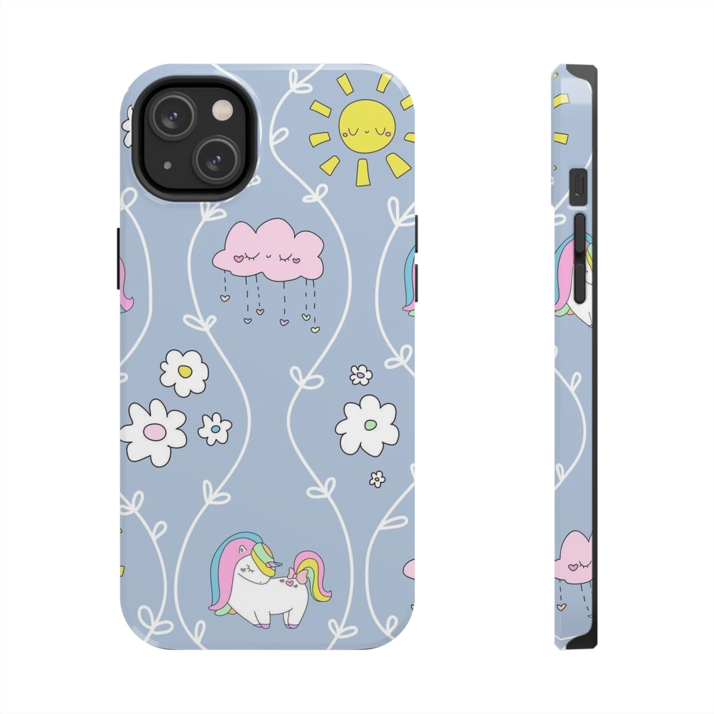 Cute little unicorn heart flower sun cloud Tough Phone Cases iPhone 14 Plus