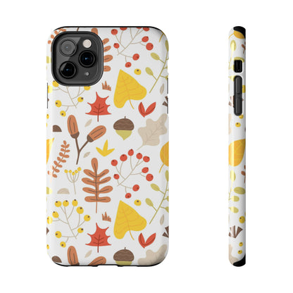 Autumn seamless pattern of leaves, twigs, acorns Tough Phone Cases iPhone 11 Pro Max