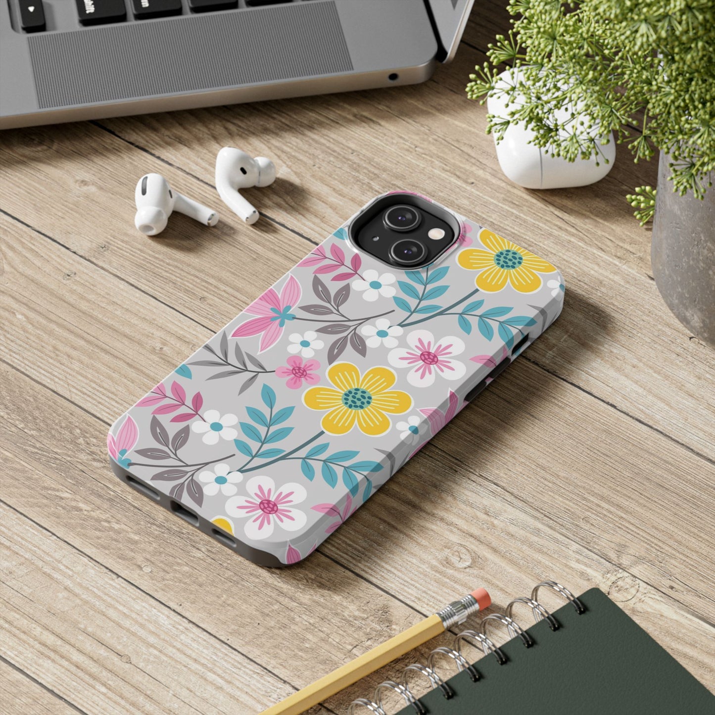 Colorful flowers and leaf Tough Phone Cases