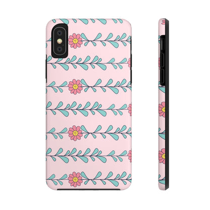 Seamless pattern pink flowers leaves Tough Phone Cases iPhone XS