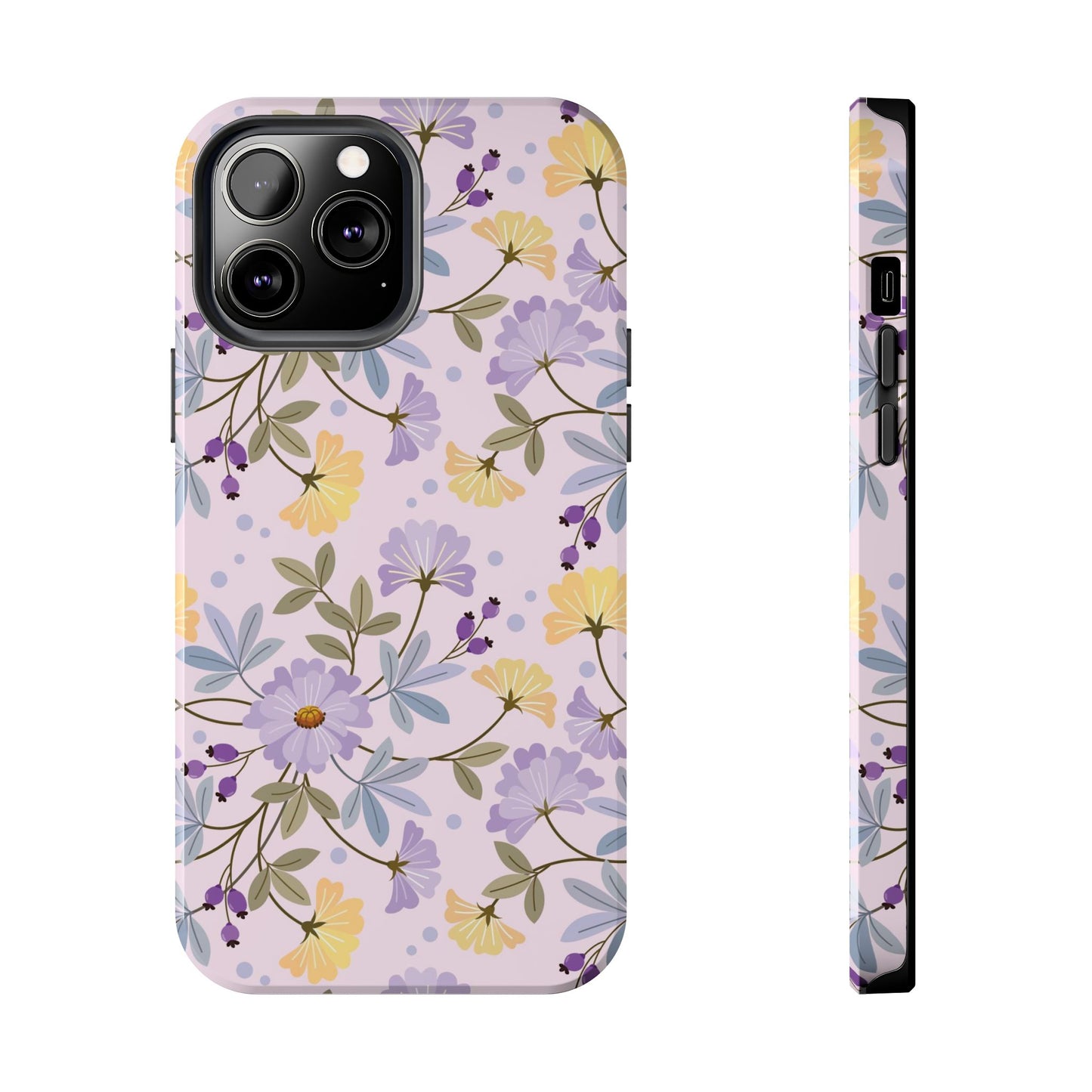 Blooming yellow and purple flowers Tough Phone Cases iPhone 13 Pro Max