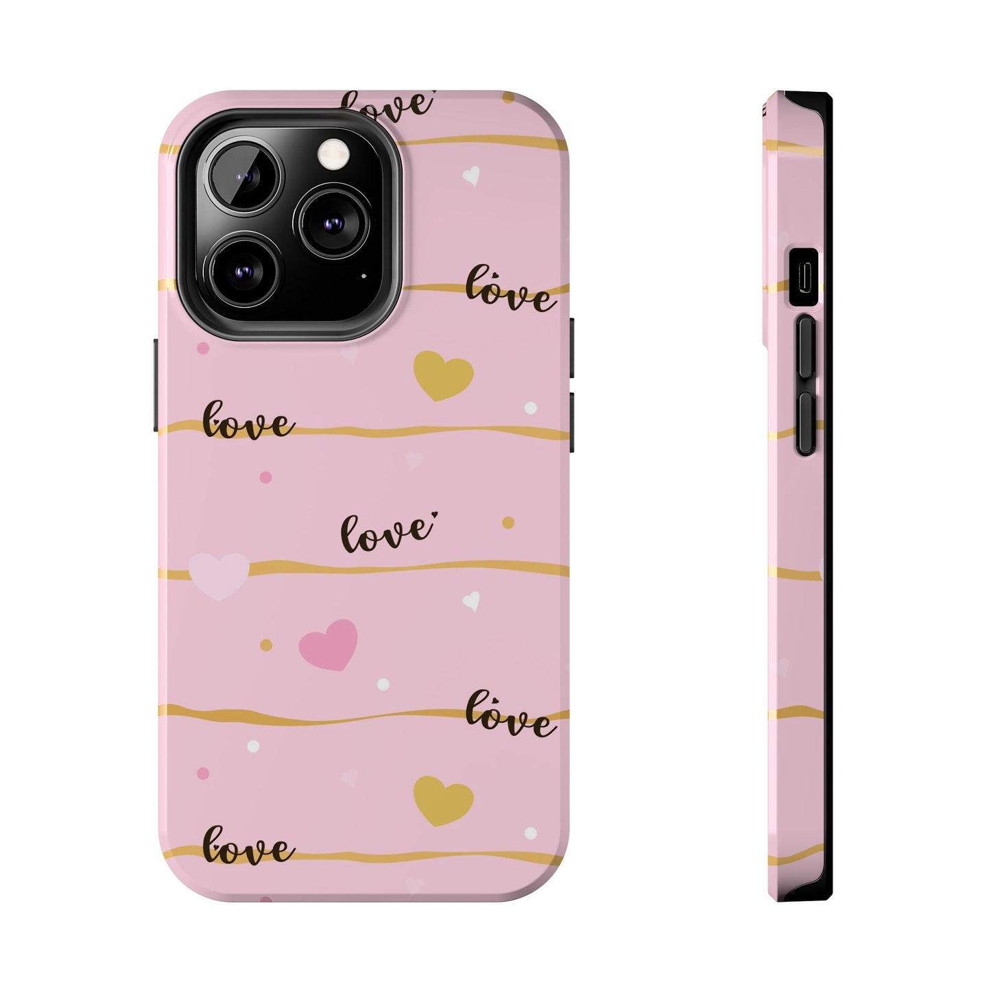 Abstract seamless pattern of heart, wording love, Tough Phone Cases iPhone 13 Pro