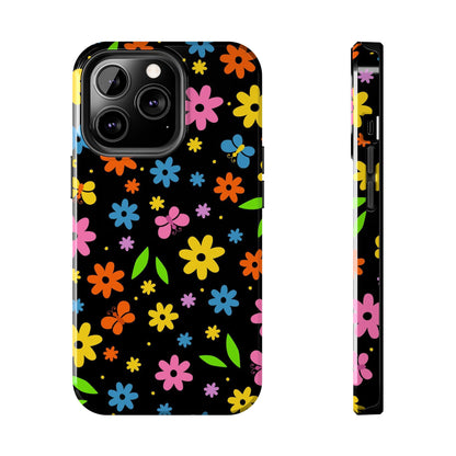 Cute pattern with simple flowers and butterflies. Tough Phone Cases iPhone 13 Pro