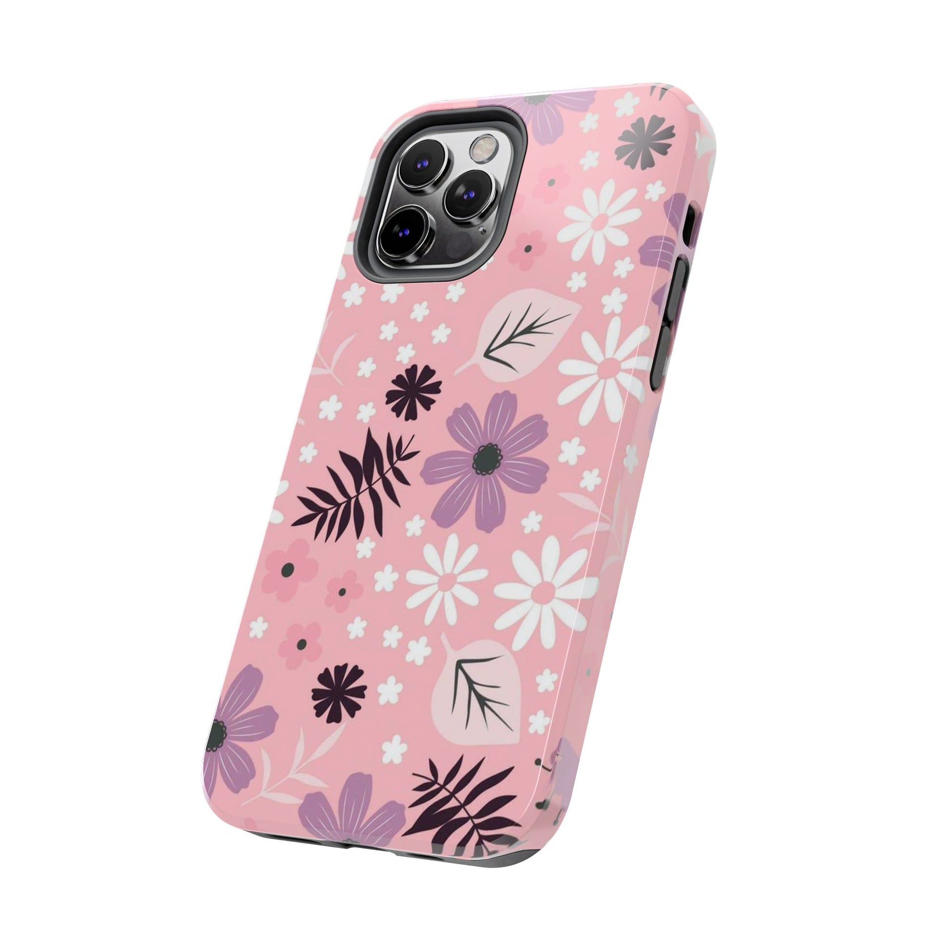 Seamless pink flourish pattern with field flowers tough phone case