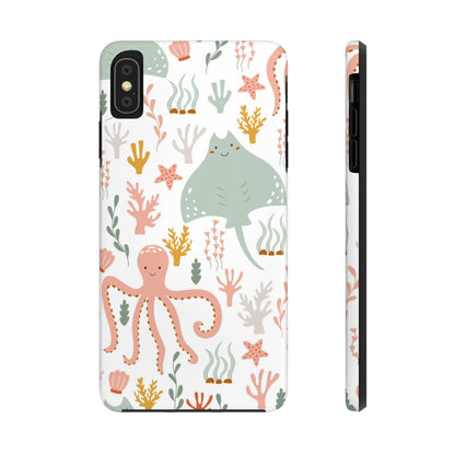 Marine seamless pattern with octopus and stingray Tough Phone Cases iPhone XS MAX