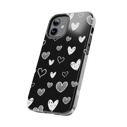 Heart doodles seamless pattern Tough Phone Cases