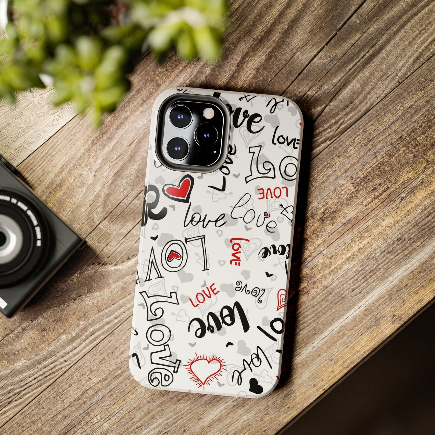 hearts with the words love Tough Phone Cases