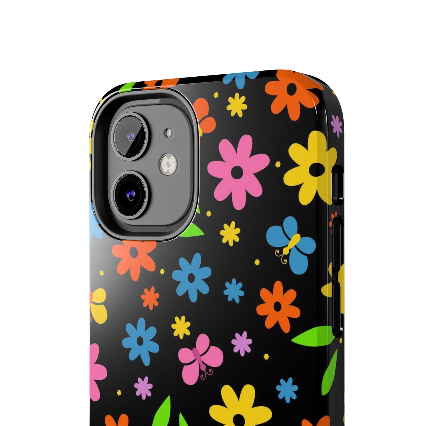 Cute pattern with simple flowers and butterflies. Tough Phone Cases