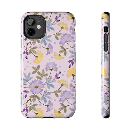 Blooming yellow and purple flowers Tough Phone Cases iPhone 11