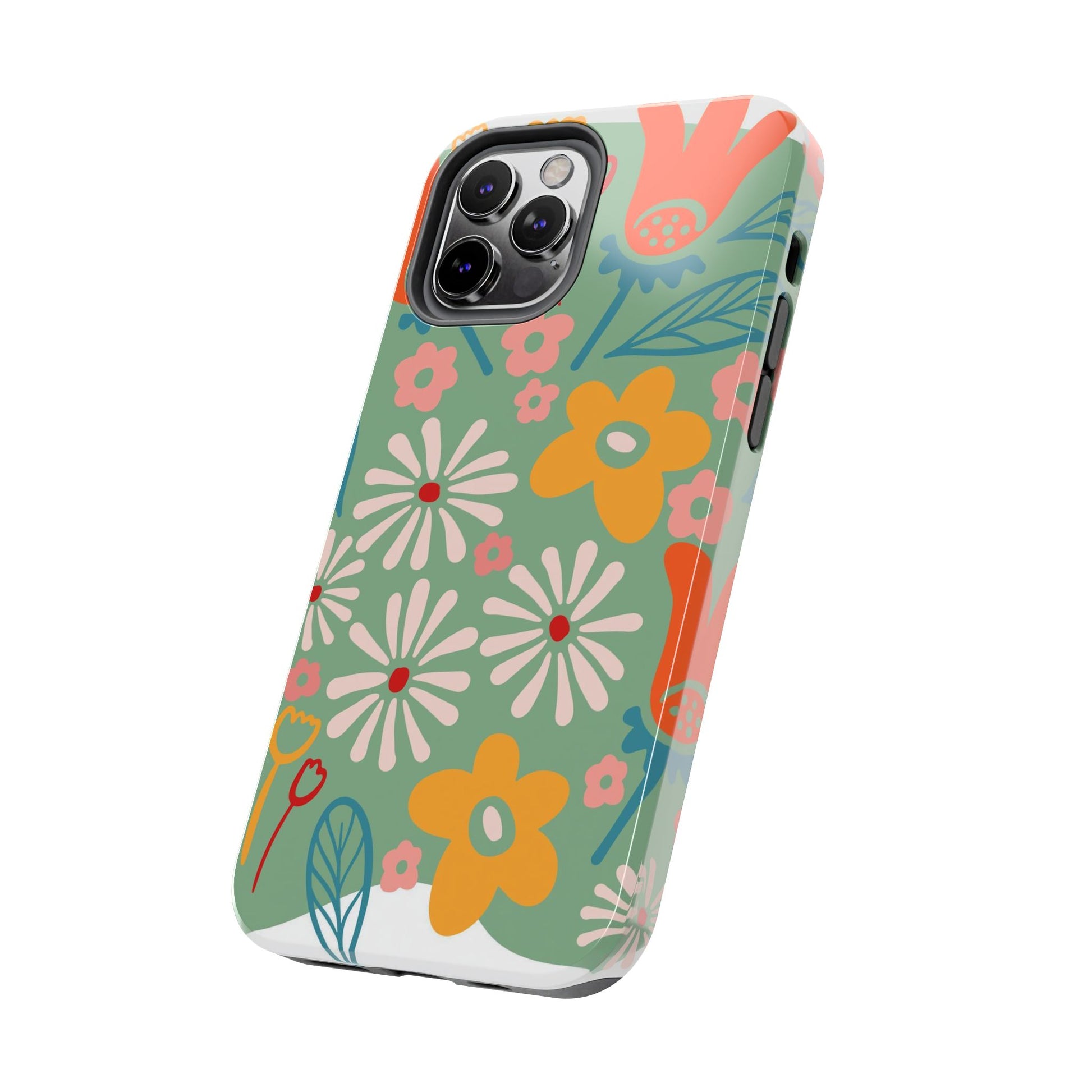 flowers in trendy retro Tough Phone Cases