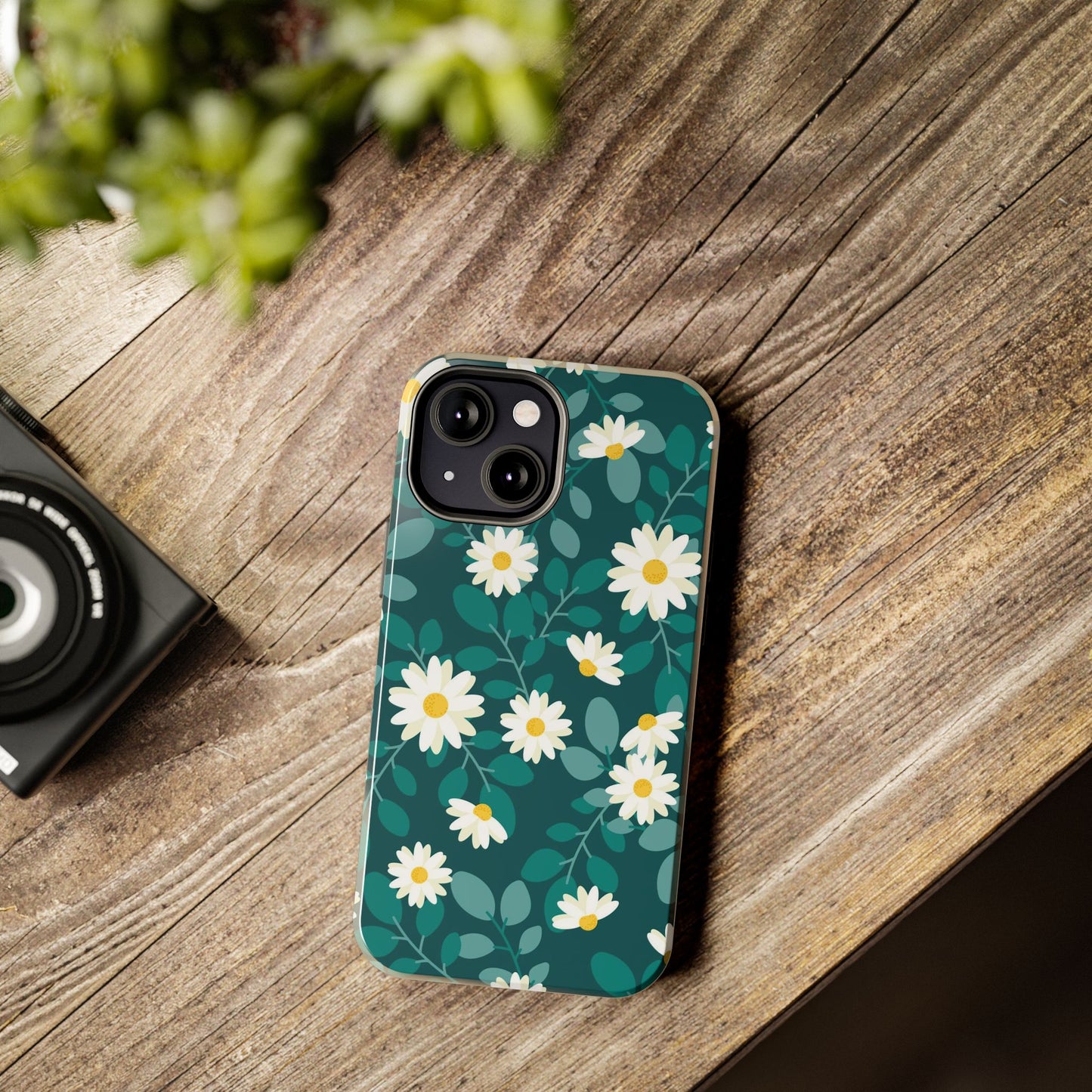 cute white daisy flower flat style seamless pattern Tough Phone Cases