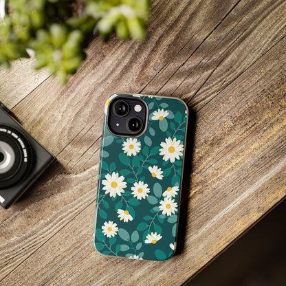 cute white daisy flower flat style seamless pattern Tough Phone Cases