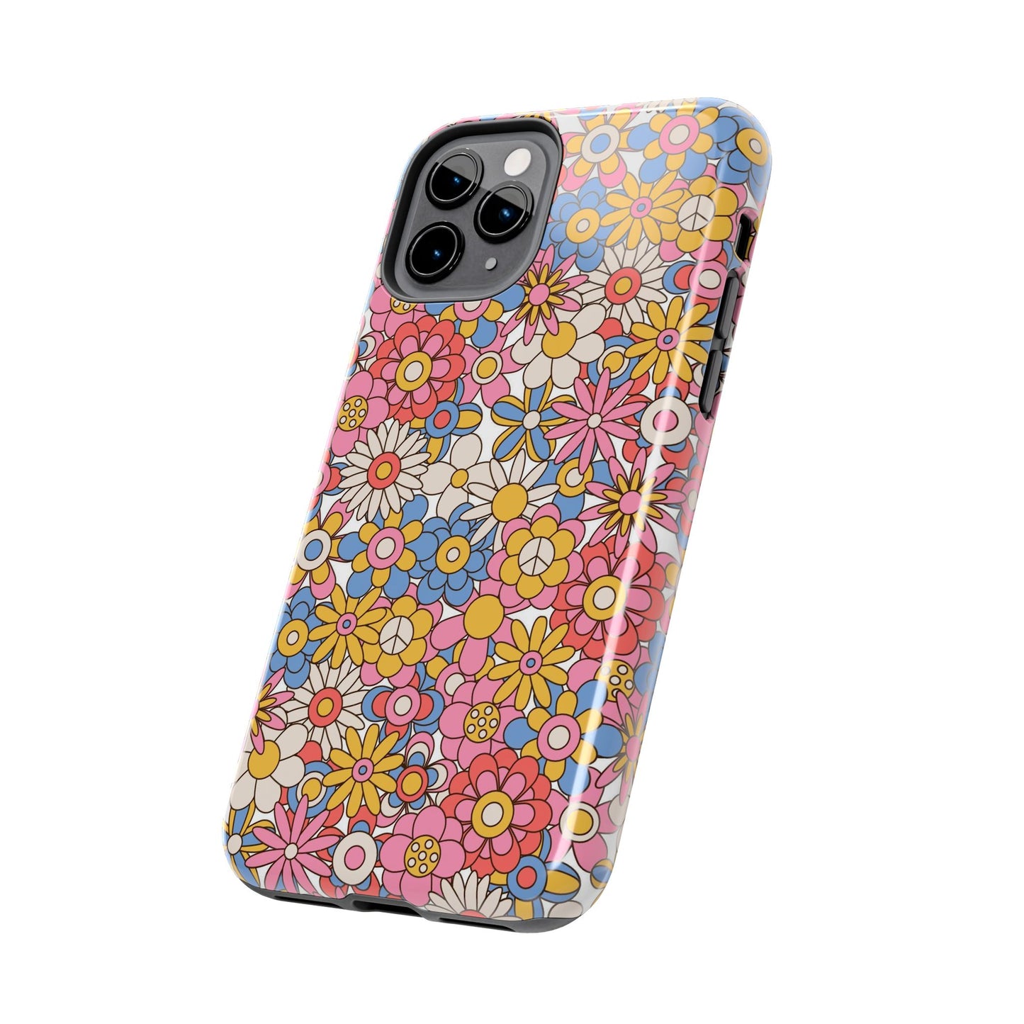 60s and 70s retro vintage flowers seamless Tough Phone Cases