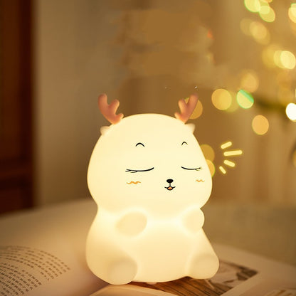 Deer Silicone Pat Lamp Nursing Seven-color Night Light Regular