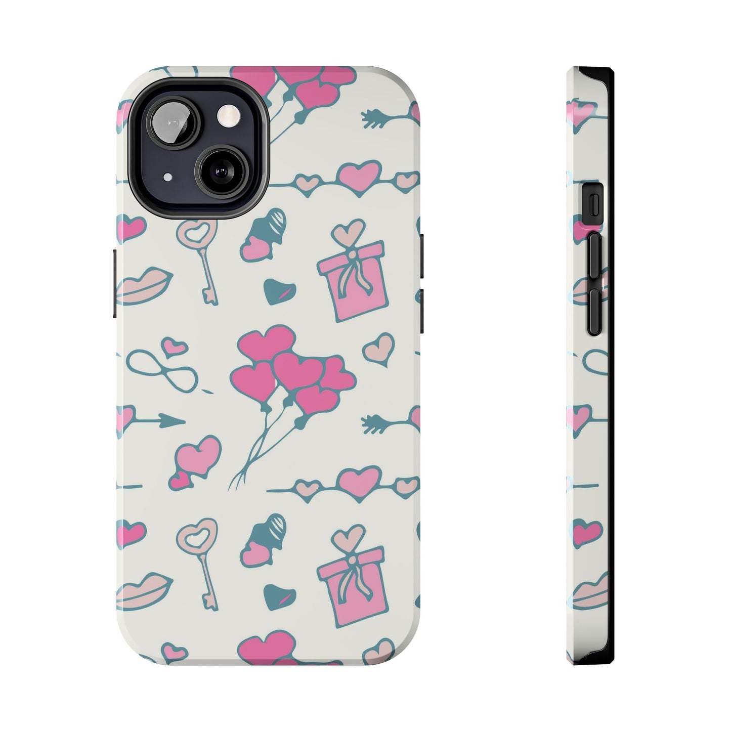 Pink seamless pattern with cute love doodles Tough Phone Cases iPhone 13