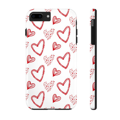 Cute hand drawn Valentine's hearts seamless pattern. Tough Phone Cases iPhone 7 Plus, iPhone 8 Plus