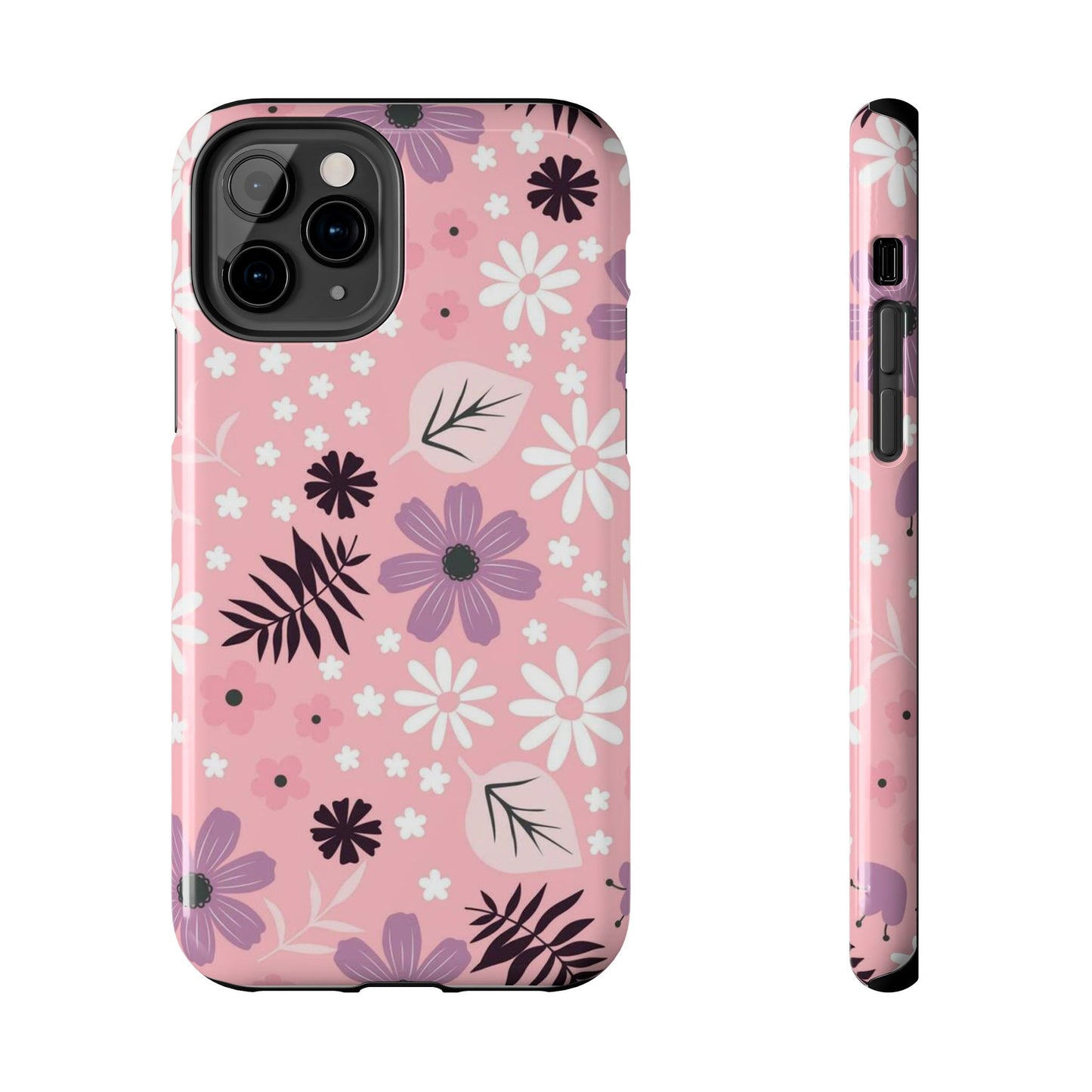 Seamless pink flourish pattern with field flowers tough phone case iPhone 11 Pro