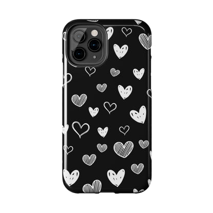 Heart doodles seamless pattern Tough Phone Cases