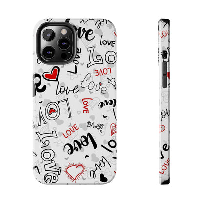 hearts with the words love Tough Phone Cases iPhone 12 Pro Max